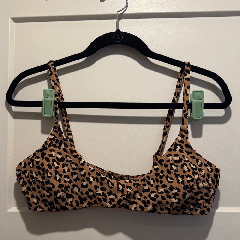 aerie Leopard Print Scoop Bikini Top